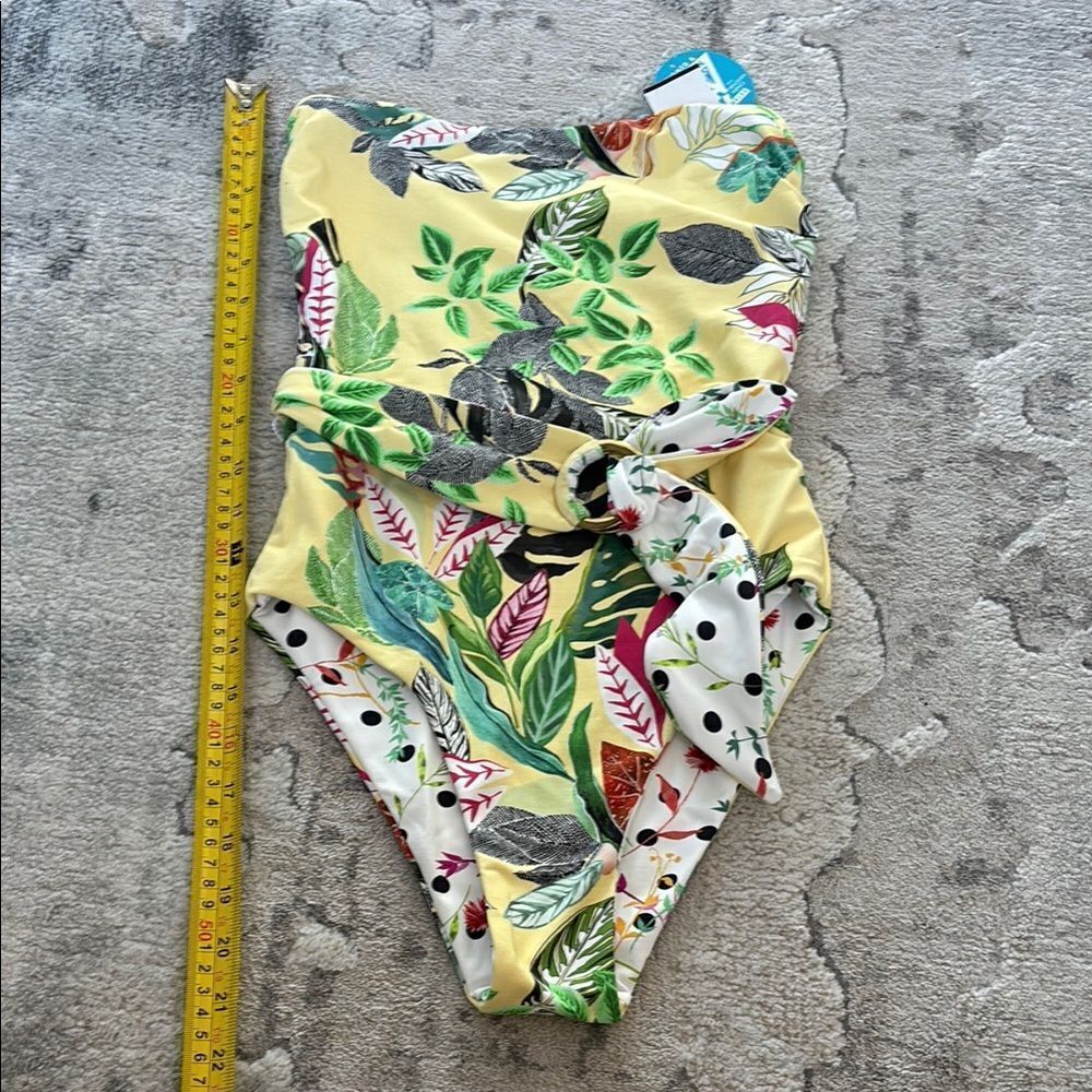 Reversible Vibrant Yellow and Green Tropical One-Piece Swimsuit - Picture 12 of 14